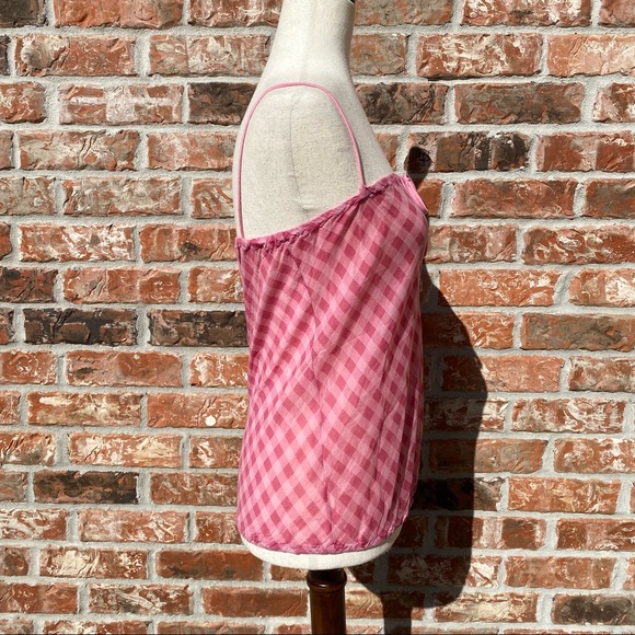 Splendid pink plaid silk/cotton spaghetti strap blouse / L / Excellent condition - Picture 7 of 11